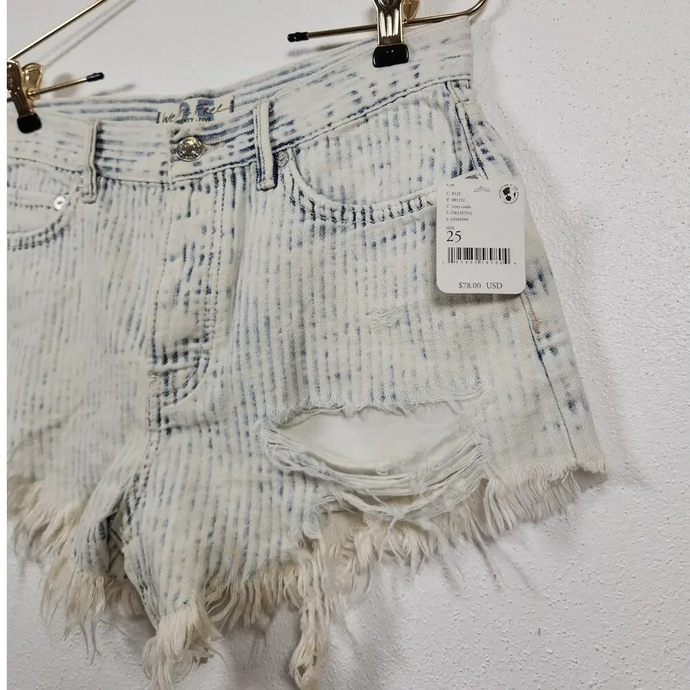 NWT We the Free Free People Shorts Boho Mini Hippie Whimsy Size 25 Distressed